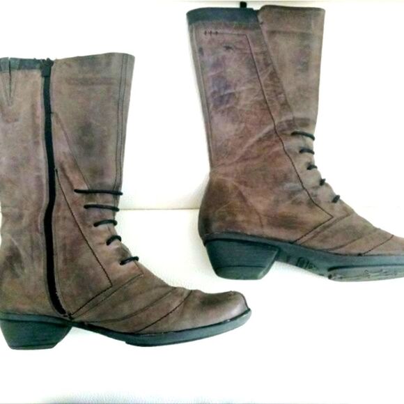 Dorking by Fluchos Vintage Brownish/Grey Mid Calf Leather Boots Sz 38/7.5 - Picture 4 of 16